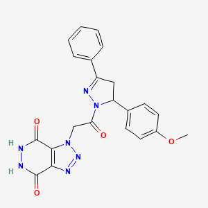 molecular formula C22H19N7O4 B3722820 1-{2-[5-(4-methoxyphenyl)-3-phenyl-4,5-dihydro-1H-pyrazol-1-yl]-2-oxoethyl}-1H-[1,2,3]triazolo[4,5-d]pyridazine-4,7-diol 