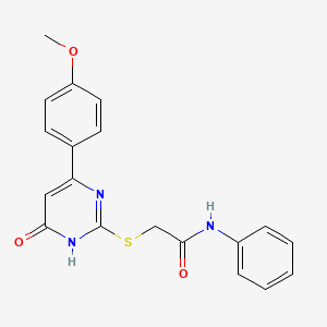 molecular formula C19H17N3O3S B3722875 2-{[4-(4-methoxyphenyl)-6-oxo-1,6-dihydro-2-pyrimidinyl]thio}-N-phenylacetamide 