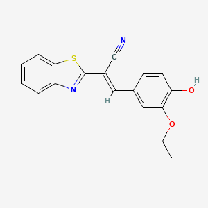 molecular formula C18H14N2O2S B3722903 2-(1,3-benzothiazol-2-yl)-3-(3-ethoxy-4-hydroxyphenyl)acrylonitrile 