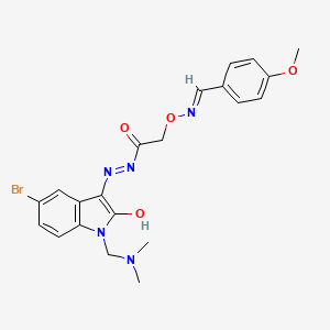 molecular formula C21H22BrN5O4 B3722906 N'-{5-bromo-1-[(dimethylamino)methyl]-2-oxo-1,2-dihydro-3H-indol-3-ylidene}-2-{[(4-methoxybenzylidene)amino]oxy}acetohydrazide 