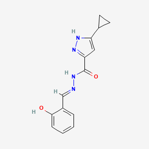 molecular formula C14H14N4O2 B3722928 3-cyclopropyl-N'-(2-hydroxybenzylidene)-1H-pyrazole-5-carbohydrazide 
