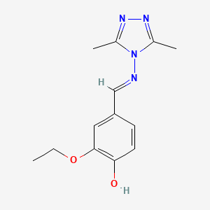 molecular formula C13H16N4O2 B3722934 4-{[(3,5-dimethyl-4H-1,2,4-triazol-4-yl)imino]methyl}-2-ethoxyphenol 