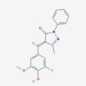 molecular formula C18H15IN2O3 B3722947 4-(4-hydroxy-3-iodo-5-methoxybenzylidene)-5-methyl-2-phenyl-2,4-dihydro-3H-pyrazol-3-one 
