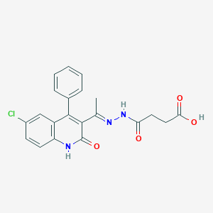 molecular formula C21H18ClN3O4 B3722982 4-{2-[1-(6-chloro-2-oxo-4-phenyl-1,2-dihydro-3-quinolinyl)ethylidene]hydrazino}-4-oxobutanoic acid 