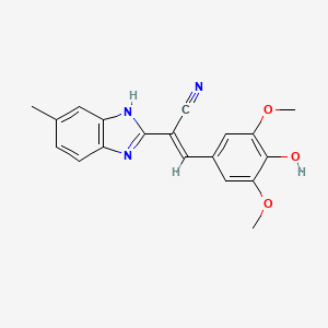 molecular formula C19H17N3O3 B3723007 3-(4-hydroxy-3,5-dimethoxyphenyl)-2-(6-methyl-1H-benzimidazol-2-yl)acrylonitrile 