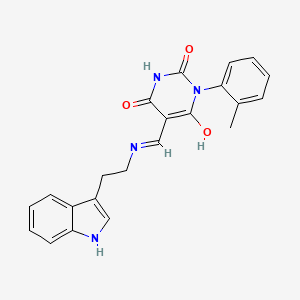 molecular formula C22H20N4O3 B3723044 5-({[2-(1H-indol-3-yl)ethyl]amino}methylene)-1-(2-methylphenyl)-2,4,6(1H,3H,5H)-pyrimidinetrione 