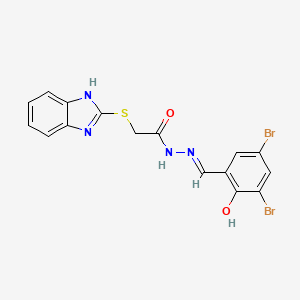 molecular formula C16H12Br2N4O2S B3723056 2-(1H-benzimidazol-2-ylthio)-N'-(3,5-dibromo-2-hydroxybenzylidene)acetohydrazide 