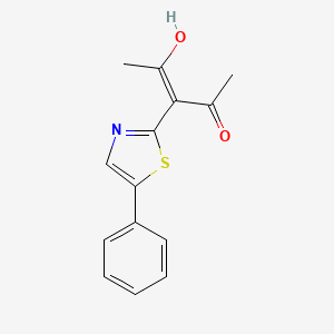 molecular formula C14H13NO2S B3723063 3-(5-phenyl-1,3-thiazol-2(3H)-ylidene)-2,4-pentanedione 