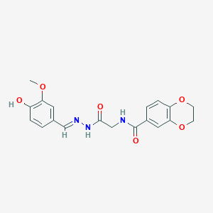 molecular formula C19H19N3O6 B3723286 N-{2-[2-(4-hydroxy-3-methoxybenzylidene)hydrazino]-2-oxoethyl}-2,3-dihydro-1,4-benzodioxine-6-carboxamide 