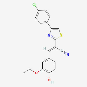 molecular formula C20H15ClN2O2S B3723293 2-[4-(4-chlorophenyl)-1,3-thiazol-2-yl]-3-(3-ethoxy-4-hydroxyphenyl)acrylonitrile 