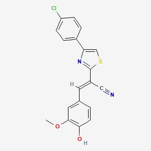 molecular formula C19H13ClN2O2S B3723312 2-[4-(4-chlorophenyl)-1,3-thiazol-2-yl]-3-(4-hydroxy-3-methoxyphenyl)acrylonitrile 