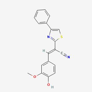 molecular formula C19H14N2O2S B3723324 3-(4-hydroxy-3-methoxyphenyl)-2-(4-phenyl-1,3-thiazol-2-yl)acrylonitrile 