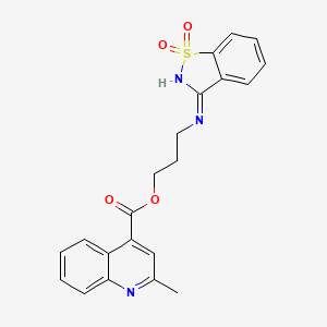 molecular formula C21H19N3O4S B3723476 3-[(1,1-dioxido-1,2-benzisothiazol-3-yl)amino]propyl 2-methyl-4-quinolinecarboxylate 