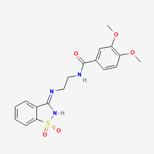 molecular formula C18H19N3O5S B3723512 N-{2-[(1,1-dioxido-1,2-benzisothiazol-3-yl)amino]ethyl}-3,4-dimethoxybenzamide 
