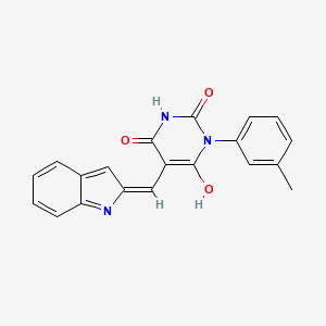 molecular formula C20H15N3O3 B3723521 5-(1H-indol-2-ylmethylene)-1-(3-methylphenyl)-2,4,6(1H,3H,5H)-pyrimidinetrione 