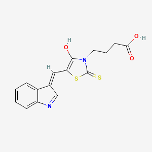 molecular formula C16H14N2O3S2 B3723524 4-[5-(1H-indol-3-ylmethylene)-4-oxo-2-thioxo-1,3-thiazolidin-3-yl]butanoic acid 