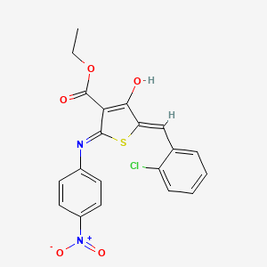 ethyl 5-(2-chlorobenzylidene)-2-[(4-nitrophenyl)amino]-4-oxo-4,5-dihydro-3-thiophenecarboxylate
