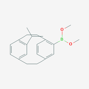 molecular formula C21H27BO2 B372358 Dimethyl 12-isopropyltricyclo[8.2.2.2~4,7~]hexadeca-1(12),4,6,10,13,15-hexaen-5-ylboronate 