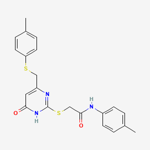 molecular formula C21H21N3O2S2 B3723590 N-(4-methylphenyl)-2-[(4-{[(4-methylphenyl)thio]methyl}-6-oxo-1,6-dihydro-2-pyrimidinyl)thio]acetamide 