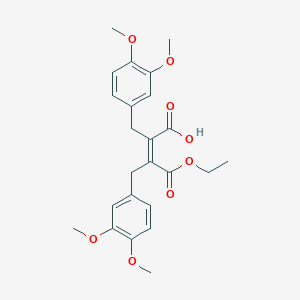 molecular formula C24H28O8 B372360 2,3-Bis(3,4-dimethoxybenzyl)-4-ethoxy-4-oxo-2-butenoic acid 