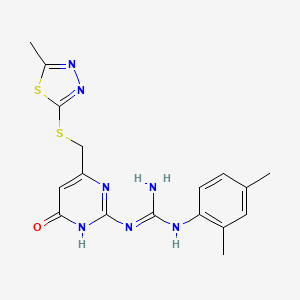molecular formula C17H19N7OS2 B3723603 N-(2,4-dimethylphenyl)-N'-(6-{[(5-methyl-1,3,4-thiadiazol-2-yl)thio]methyl}-4-oxo-1,4-dihydro-2-pyrimidinyl)guanidine 