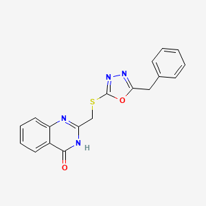 molecular formula C18H14N4O2S B3723615 2-{[(5-benzyl-1,3,4-oxadiazol-2-yl)thio]methyl}-4(3H)-quinazolinone 