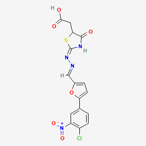 [2-({[5-(4-chloro-3-nitrophenyl)-2-furyl]methylene}hydrazono)-4-oxo-1,3-thiazolidin-5-yl]acetic acid