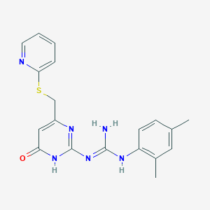 molecular formula C19H20N6OS B3723627 N-(2,4-dimethylphenyl)-N'-{6-oxo-4-[(2-pyridinylthio)methyl]-1,6-dihydro-2-pyrimidinyl}guanidine 