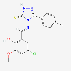 molecular formula C17H15ClN4O2S B3723645 4-chloro-2-({[3-mercapto-5-(4-methylphenyl)-4H-1,2,4-triazol-4-yl]imino}methyl)-6-methoxyphenol 