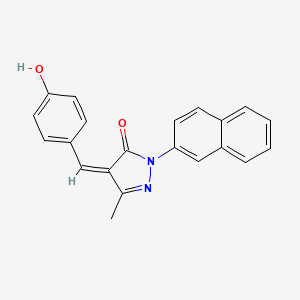 molecular formula C21H16N2O2 B3723649 4-(4-hydroxybenzylidene)-5-methyl-2-(2-naphthyl)-2,4-dihydro-3H-pyrazol-3-one 