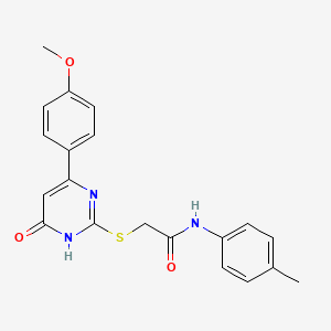 2-{[4-(4-methoxyphenyl)-6-oxo-1,6-dihydro-2-pyrimidinyl]thio}-N-(4-methylphenyl)acetamide