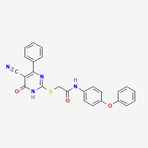 2-[(5-cyano-4-hydroxy-6-phenyl-2-pyrimidinyl)thio]-N-(4-phenoxyphenyl)acetamide