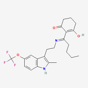 2-[1-({2-[2-methyl-5-(trifluoromethoxy)-1H-indol-3-yl]ethyl}amino)pentylidene]cyclohexane-1,3-dione
