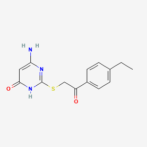 molecular formula C14H15N3O2S B3723760 2-[(4-amino-6-hydroxy-2-pyrimidinyl)thio]-1-(4-ethylphenyl)ethanone 
