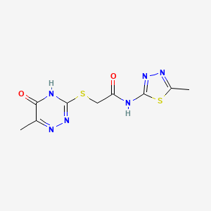 molecular formula C9H10N6O2S2 B3723766 2-[(6-methyl-5-oxo-4,5-dihydro-1,2,4-triazin-3-yl)thio]-N-(5-methyl-1,3,4-thiadiazol-2-yl)acetamide 