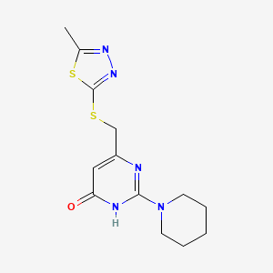 molecular formula C13H17N5OS2 B3723812 6-{[(5-methyl-1,3,4-thiadiazol-2-yl)thio]methyl}-2-(1-piperidinyl)-4(3H)-pyrimidinone 