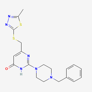 2-(4-benzyl-1-piperazinyl)-6-{[(5-methyl-1,3,4-thiadiazol-2-yl)thio]methyl}-4(3H)-pyrimidinone