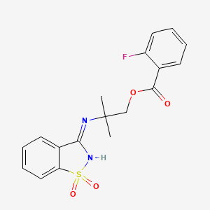 molecular formula C18H17FN2O4S B3723844 2-[(1,1-dioxido-1,2-benzisothiazol-3-yl)amino]-2-methylpropyl 2-fluorobenzoate 