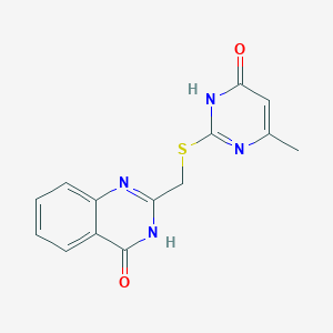 molecular formula C14H12N4O2S B3723895 2-{[(4-hydroxy-2-quinazolinyl)methyl]thio}-6-methyl-4(3H)-pyrimidinone 