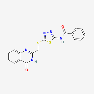 molecular formula C18H13N5O2S2 B3723921 N-(5-{[(4-oxo-3,4-dihydroquinazolin-2-yl)methyl]thio}-1,3,4-thiadiazol-2-yl)benzamide 