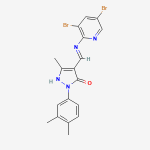 4-{[(3,5-dibromo-2-pyridinyl)amino]methylene}-2-(3,4-dimethylphenyl)-5-methyl-2,4-dihydro-3H-pyrazol-3-one