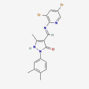 molecular formula C18H16Br2N4O B3723936 4-{[(3,5-dibromo-2-pyridinyl)amino]methylene}-2-(3,4-dimethylphenyl)-5-methyl-2,4-dihydro-3H-pyrazol-3-one 