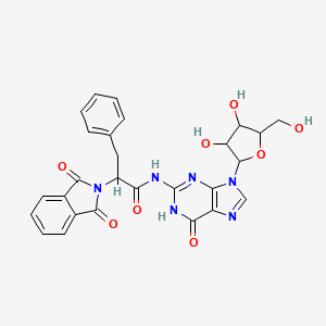 N-{9-[3,4-dihydroxy-5-(hydroxymethyl)tetrahydro-2-furanyl]-6-oxo-6,9-dihydro-1H-purin-2-yl}-2-(1,3-dioxo-1,3-dihydro-2H-isoindol-2-yl)-3-phenylpropanamide