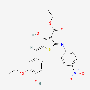 molecular formula C22H20N2O7S B3723976 ethyl 5-(3-ethoxy-4-hydroxybenzylidene)-2-[(4-nitrophenyl)amino]-4-oxo-4,5-dihydro-3-thiophenecarboxylate 