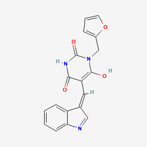 molecular formula C18H13N3O4 B3723999 1-(2-furylmethyl)-5-(1H-indol-3-ylmethylene)-2,4,6(1H,3H,5H)-pyrimidinetrione 