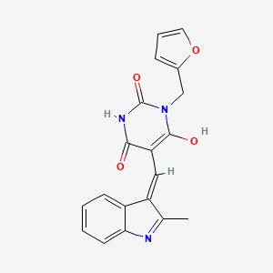 molecular formula C19H15N3O4 B3724007 1-(2-furylmethyl)-5-[(2-methyl-1H-indol-3-yl)methylene]-2,4,6(1H,3H,5H)-pyrimidinetrione CAS No. 6371-21-7