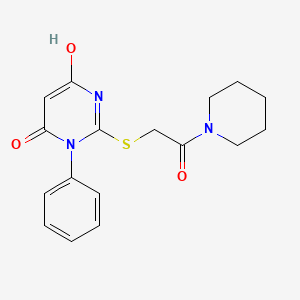 molecular formula C17H19N3O3S B3724018 6-hydroxy-2-{[2-oxo-2-(1-piperidinyl)ethyl]thio}-3-phenyl-4(3H)-pyrimidinone 