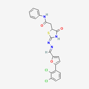 molecular formula C22H16Cl2N4O3S B3724057 2-[2-({[5-(2,3-dichlorophenyl)-2-furyl]methylene}hydrazono)-4-oxo-1,3-thiazolidin-5-yl]-N-phenylacetamide 