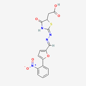 [2-({[5-(2-nitrophenyl)-2-furyl]methylene}hydrazono)-4-oxo-1,3-thiazolidin-5-yl]acetic acid