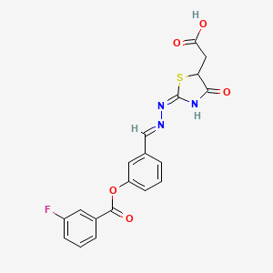 [2-({3-[(3-fluorobenzoyl)oxy]benzylidene}hydrazono)-4-oxo-1,3-thiazolidin-5-yl]acetic acid